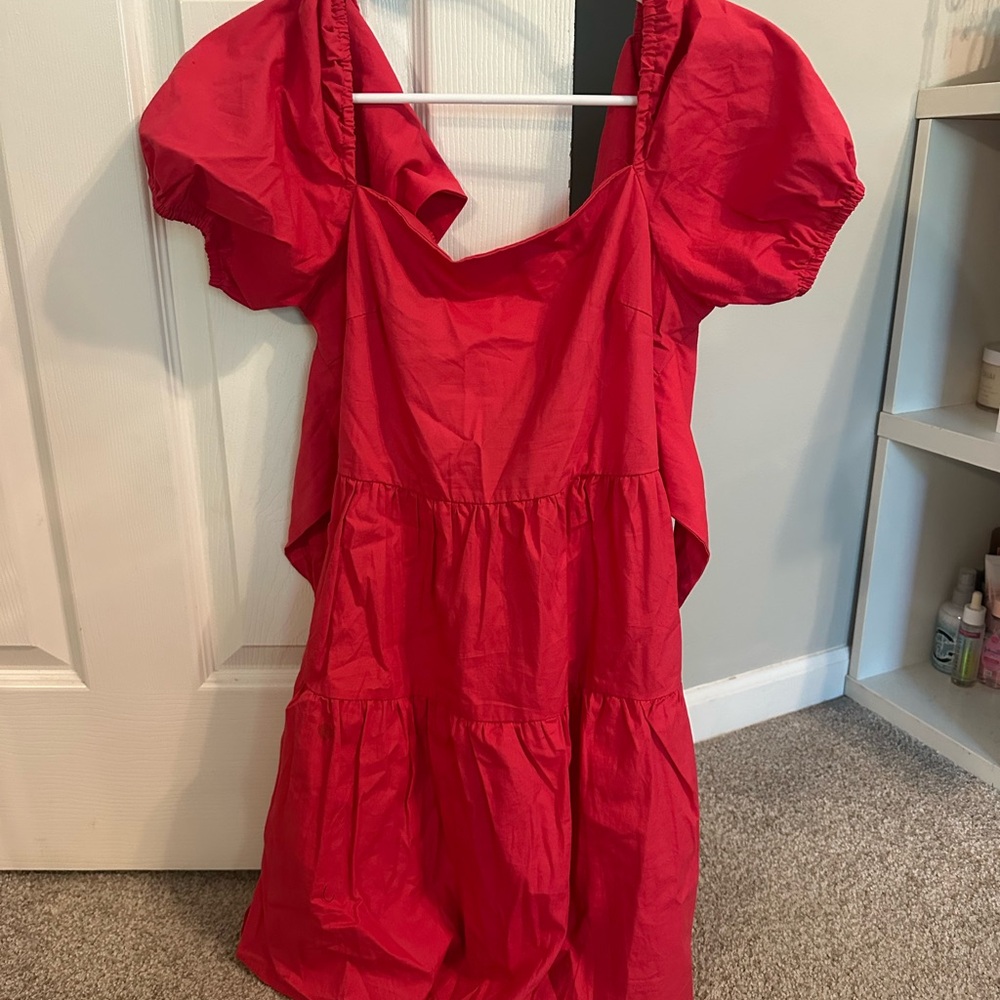 Red Puff Sleeve Dress
